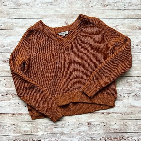 Arden V-Neck Crop Pullover Sweater 100% cotton Madewell - sold out! - Picture 3 of 7
